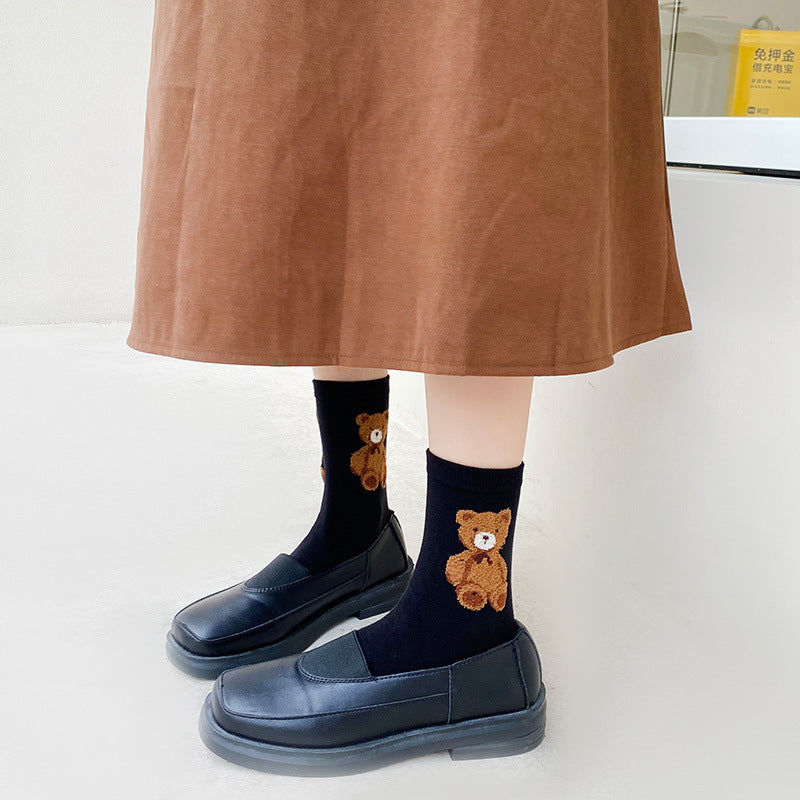 Sweet Striped Letter Bear Socks