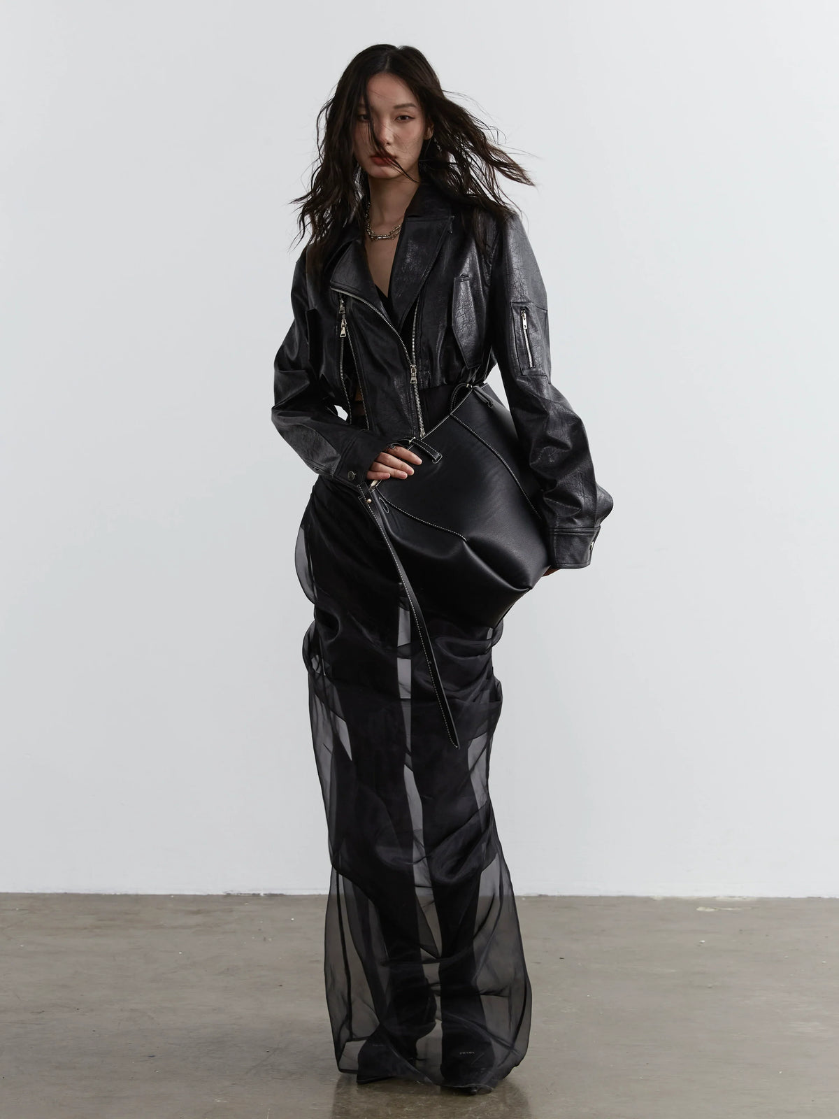 See-Through Chiffon Skirt And Long Skirt