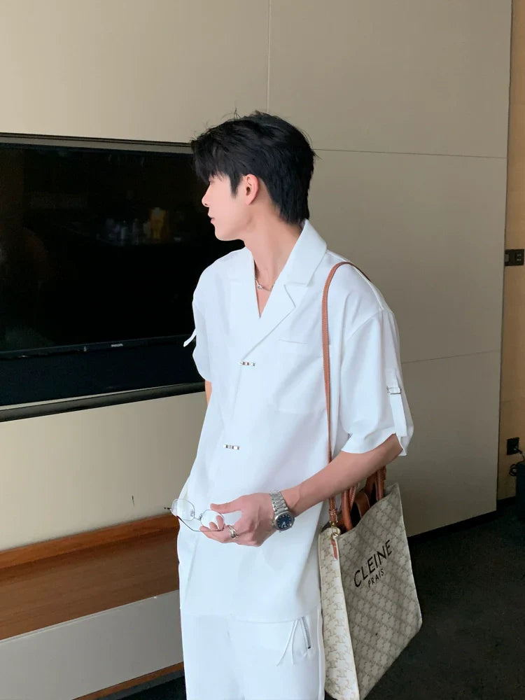 Wrinkle-Free Cuban Collar Short Sleeve Shirt