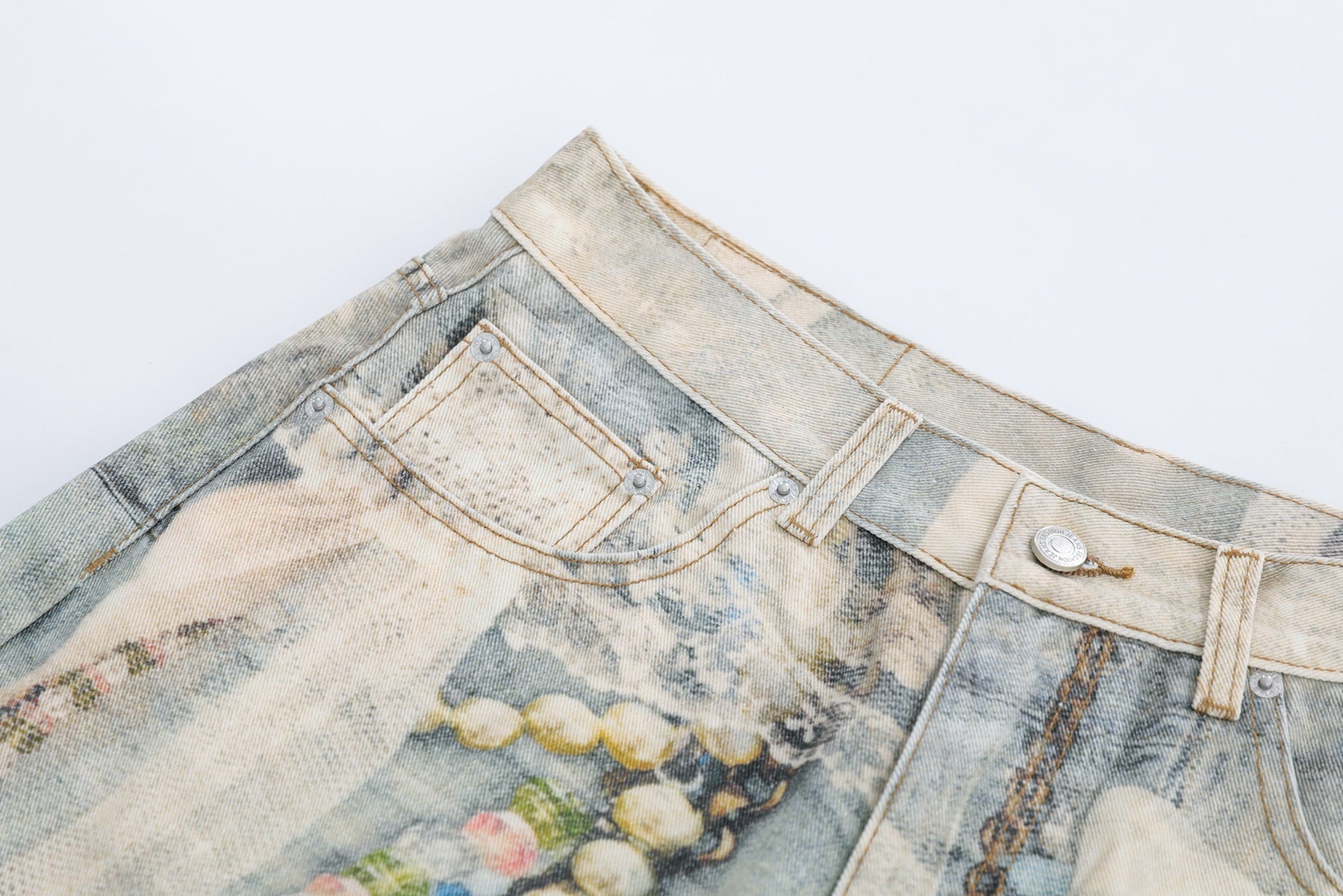 Paint Graphic Print Denim Jort