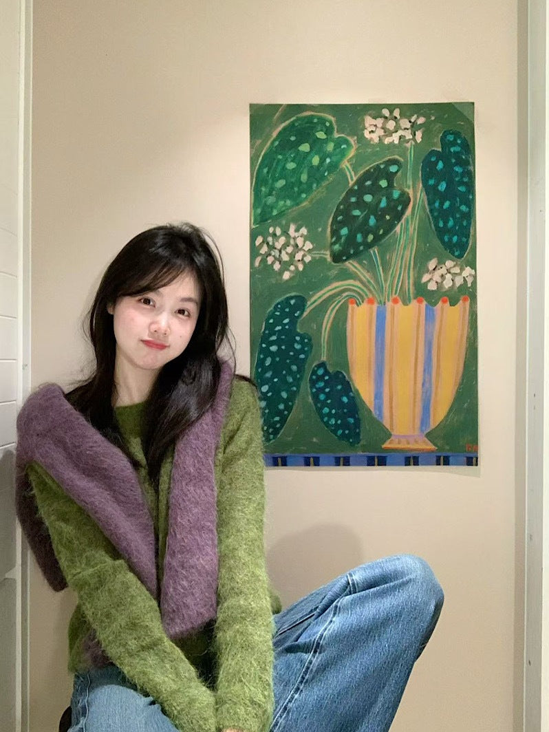 Suéter de manga larga con cuello redondo