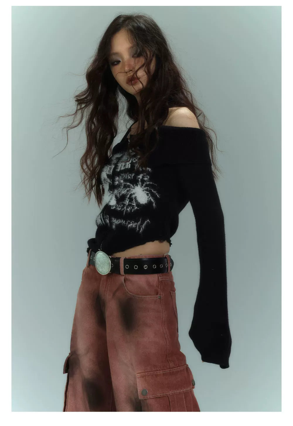 Off-Shoulder Halter Slim Knit Sweater