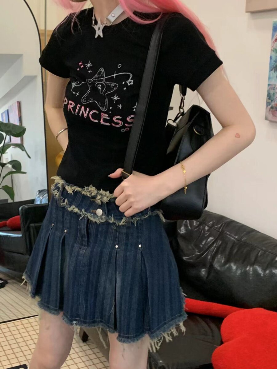 Rhinestone Graphic Print Short Sleeve T-Shirt