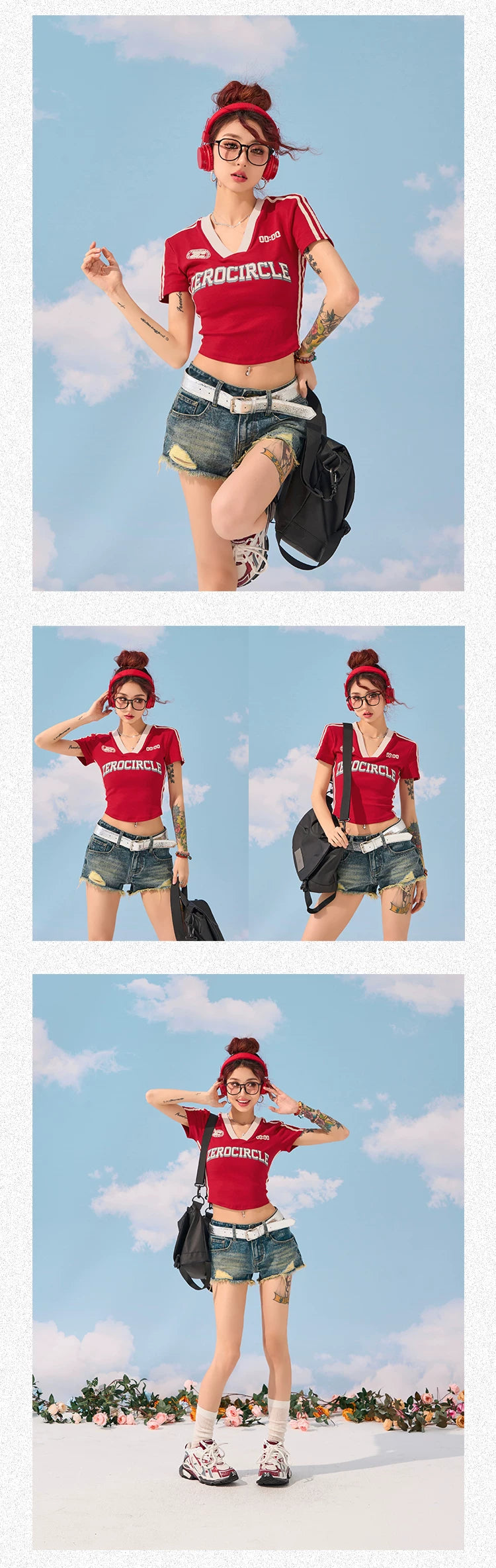 Camiseta deportiva de manga corta con cuello en V