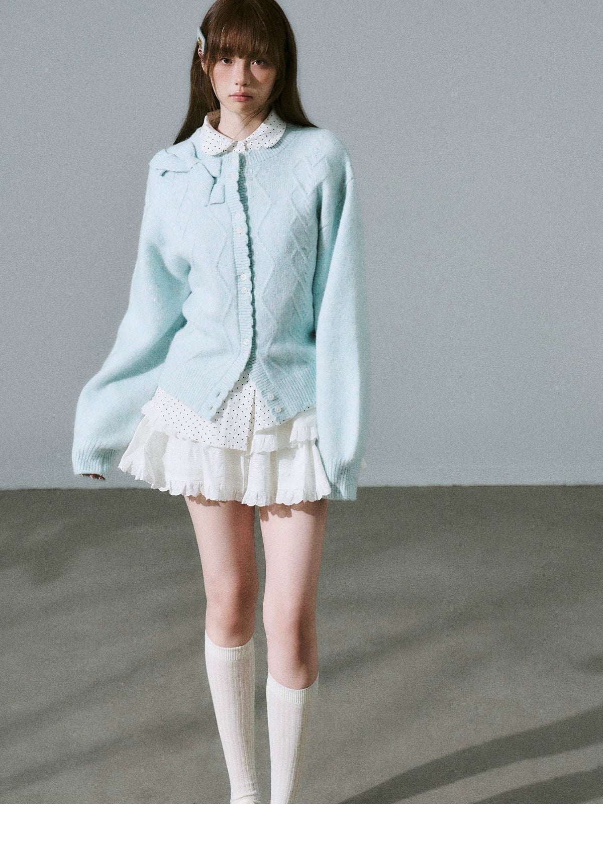 Moonlight Silhouette Bow Detail Wool Knit Cardigan