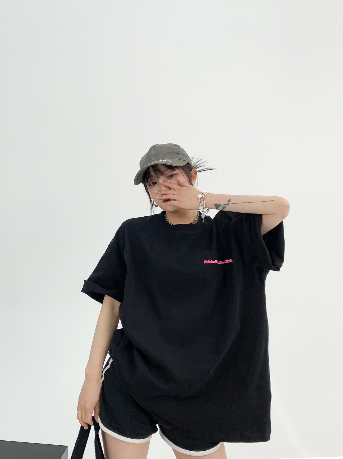 Pink Print Oversize Short Sleeve T-Shirt