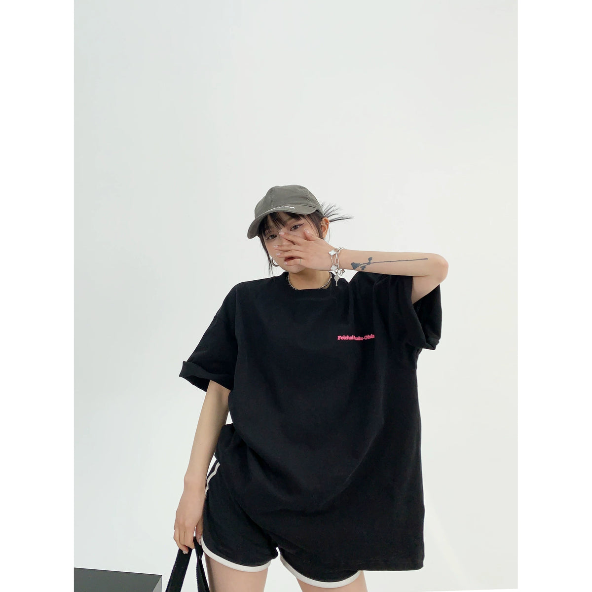 Pink Print Oversize Short Sleeve T-Shirt