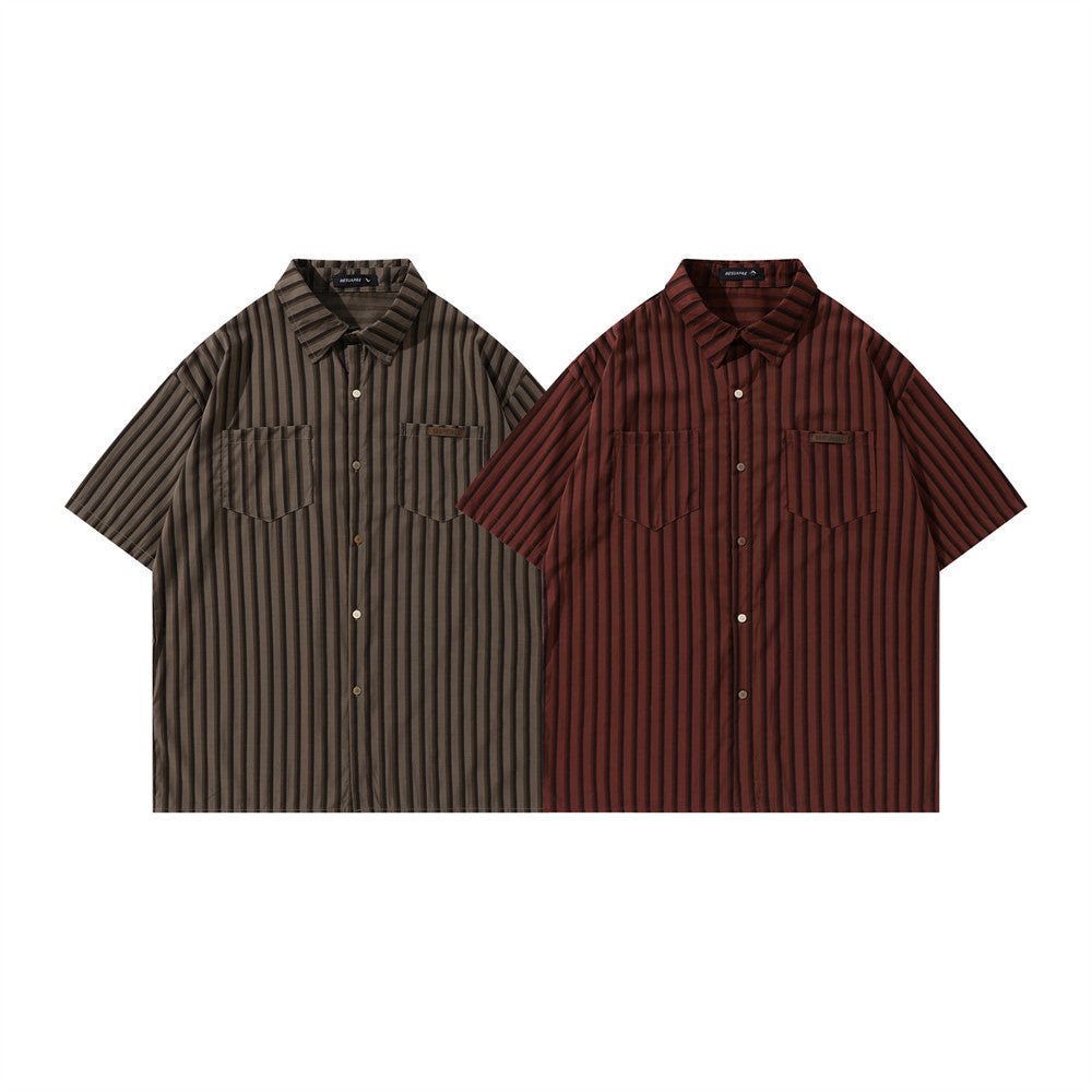 Camicia a righe retrò con 2 tasche