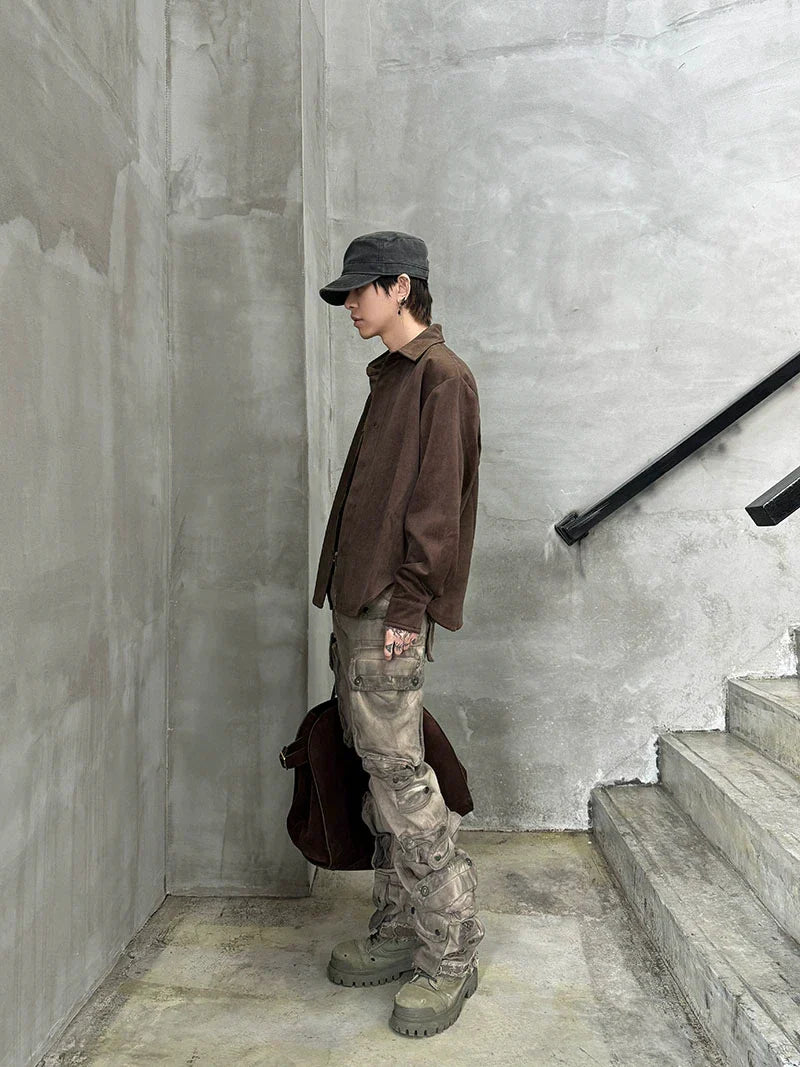 Suede Oversize Long Sleeve Shirt Jacket