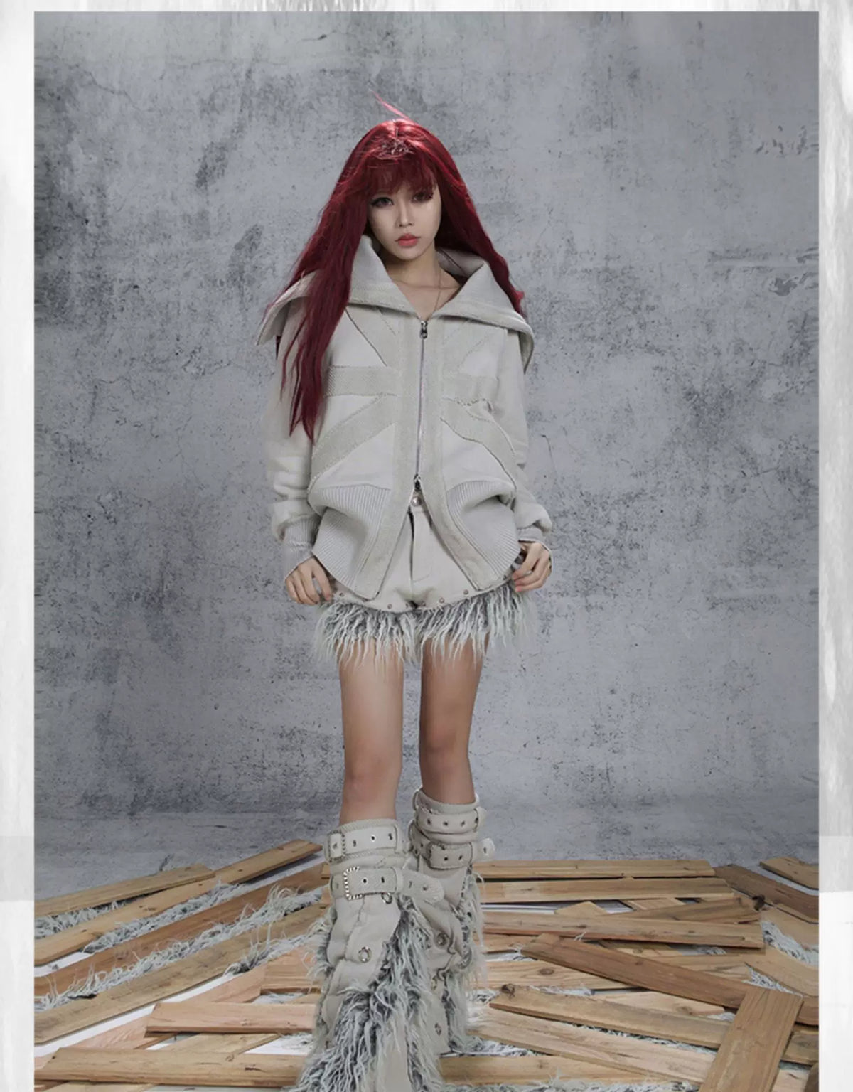 Patchwork Heavy-Duty Punk Short Pants & Leg Cover