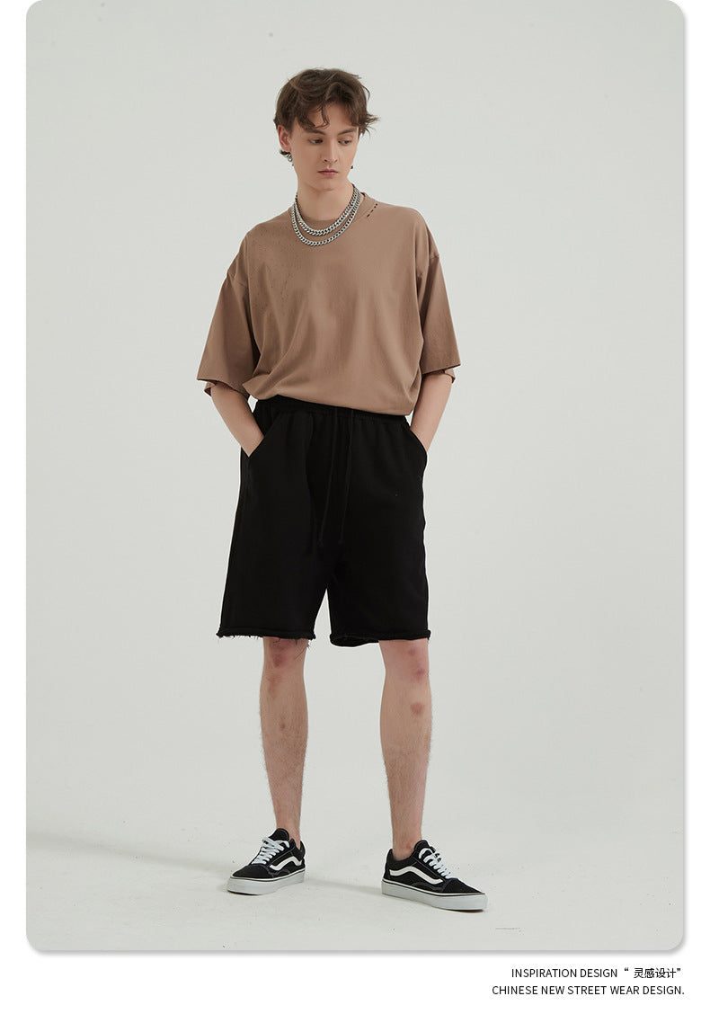 Washed Vintage Raw Edge Short Sweatpants