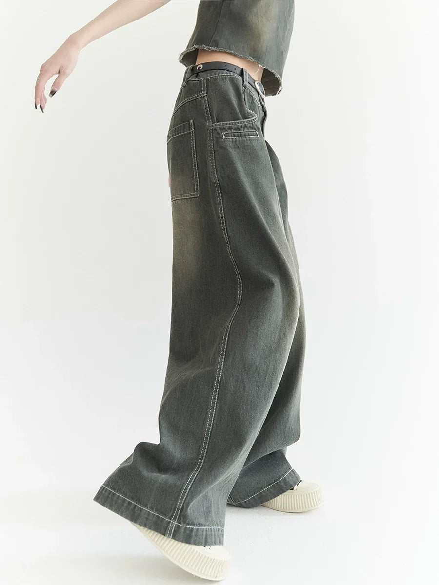 Wide-Leg Buggy Denim Jeans