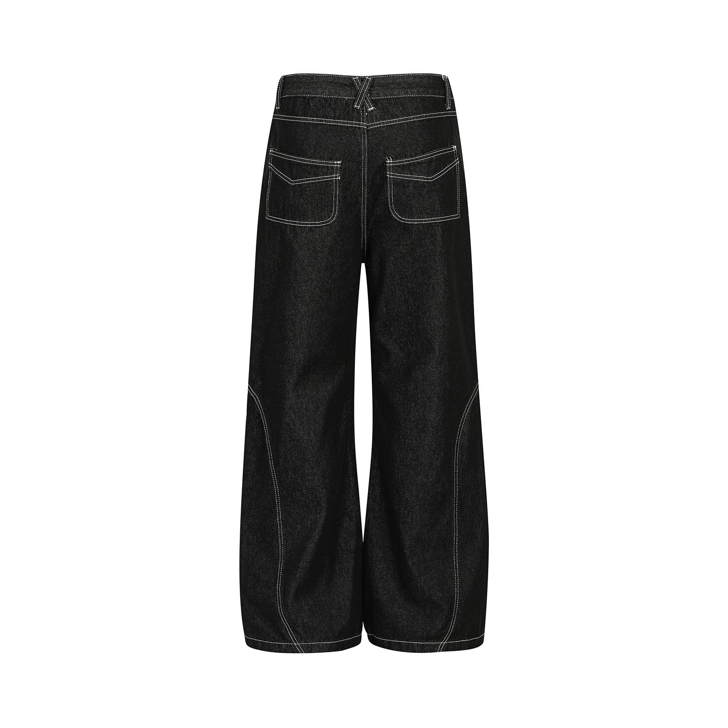 Contrast Stitch Bandana Patch Wide Leg Denim Jeans