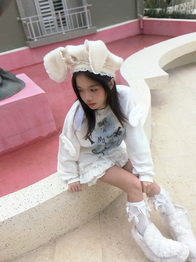 Wire Bunny Ear Lace Beret Hat