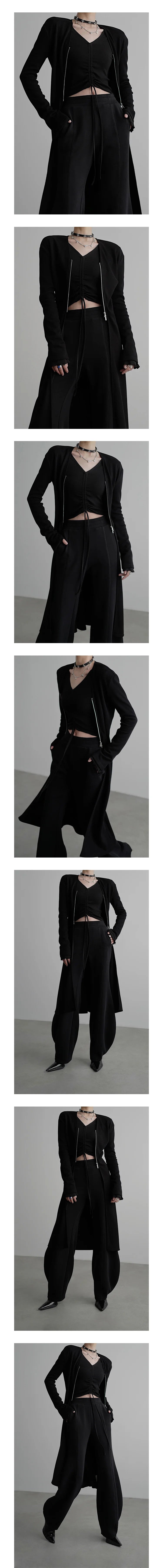 Gilet long en maille zippé