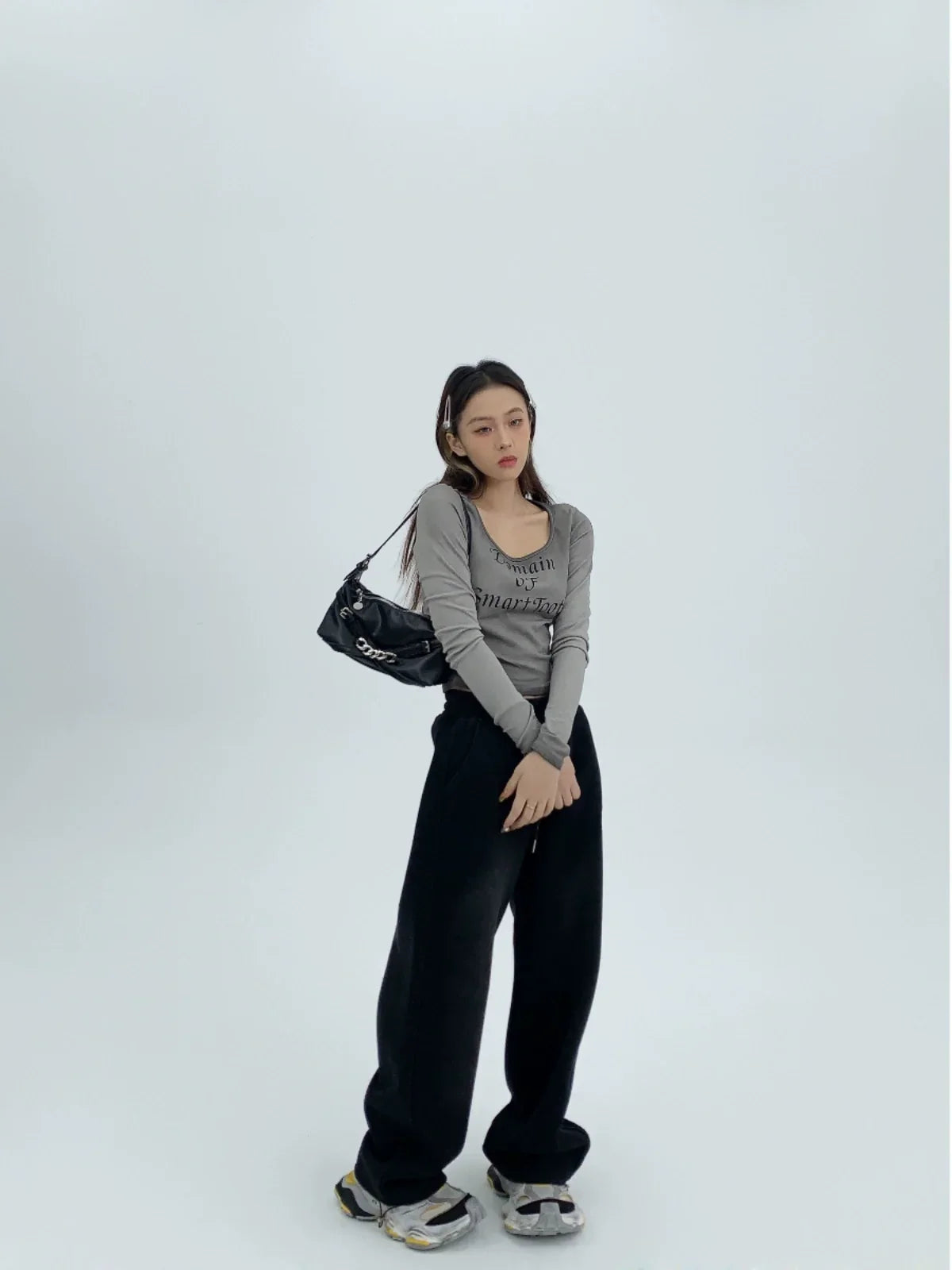 Washed Wide-Leg Straight Sweatpants