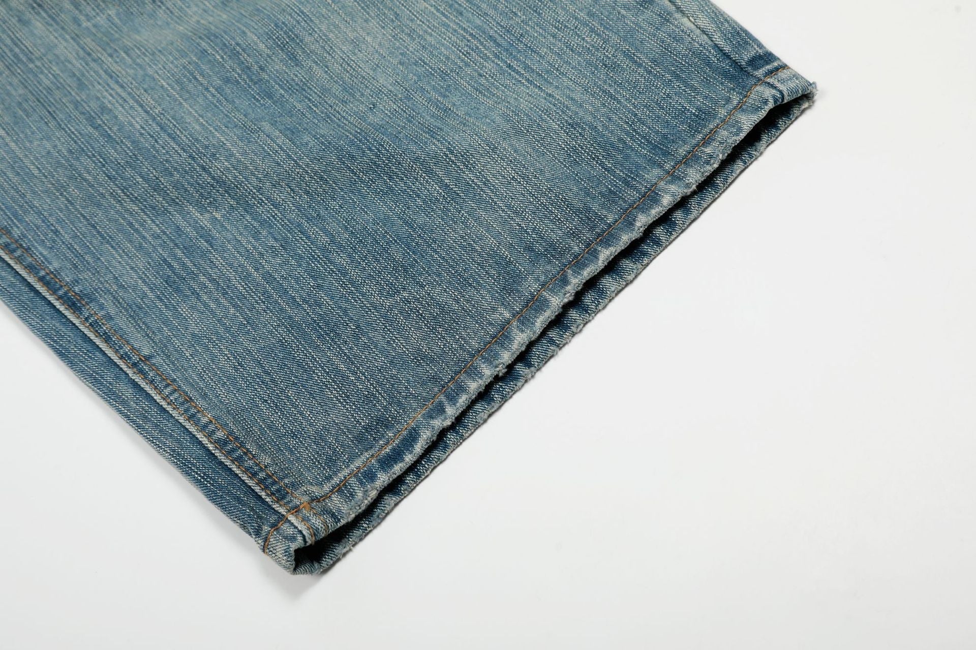 Washed Whisker Wide Leg Denim Jeans