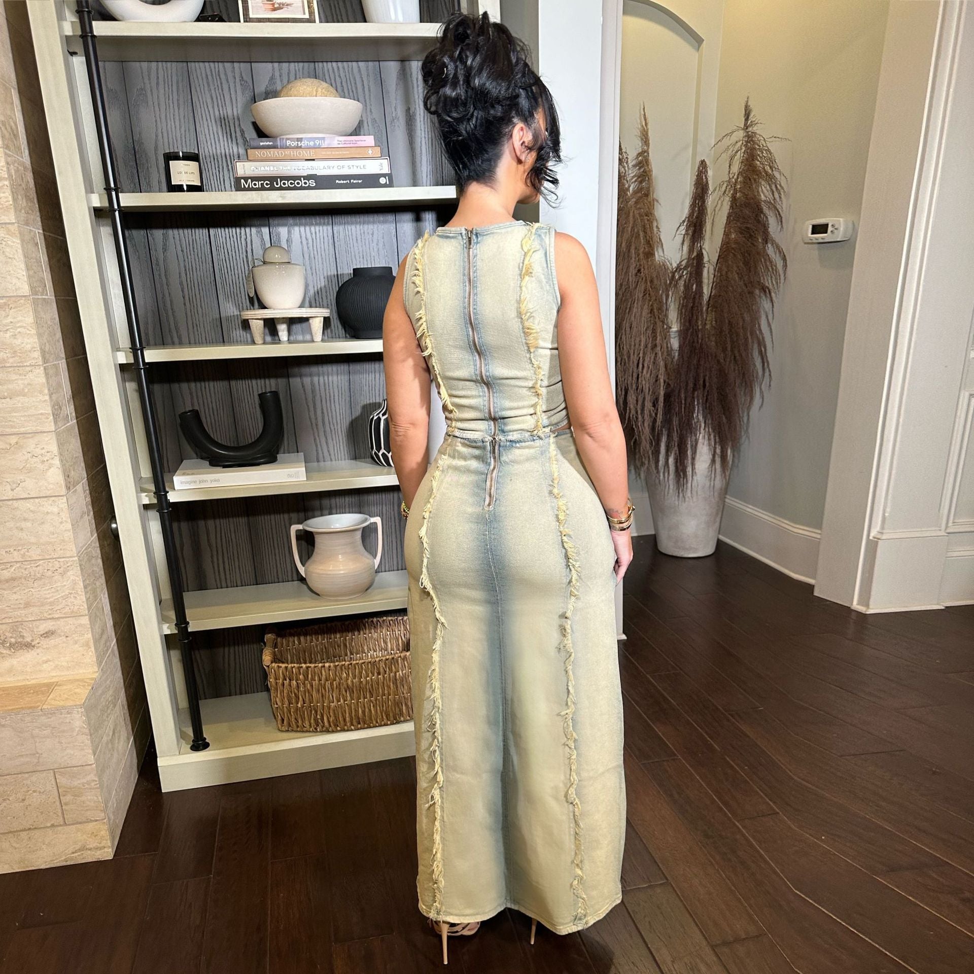 Ensemble en jean vieilli pour femme
