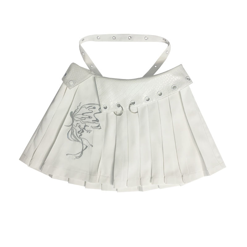 Butterfly Embroidery Pleats Short Skirt