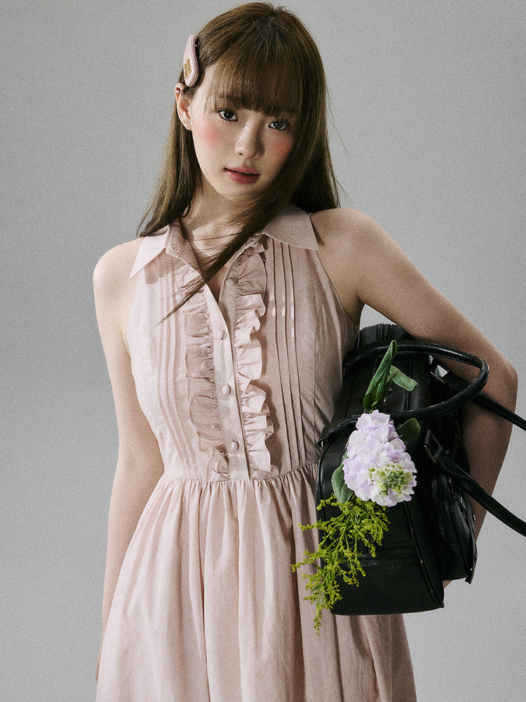 Halterneck Pocket Long Skirt Dress