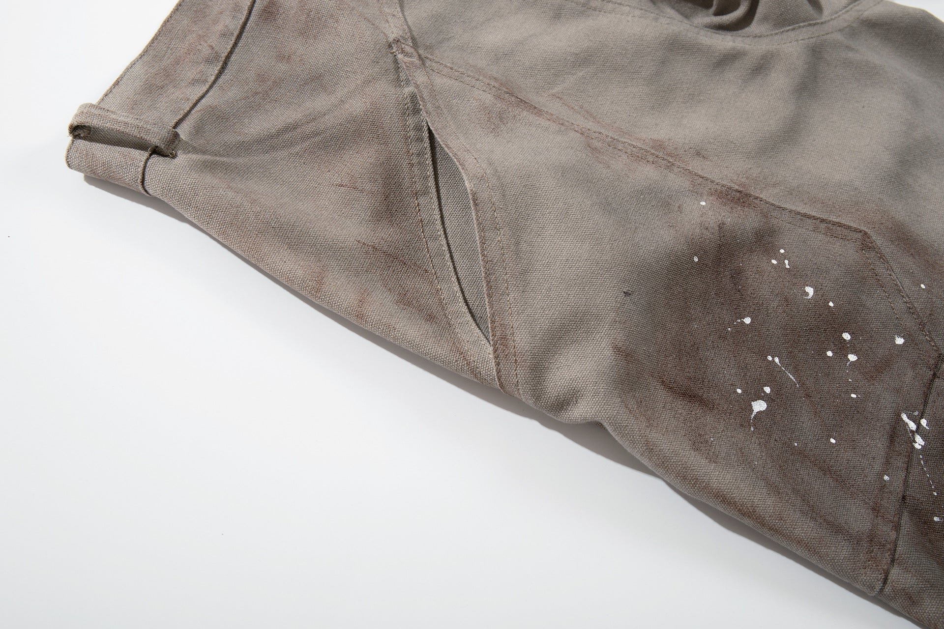 Washed Paint Studs Detail Wide Leg Pants