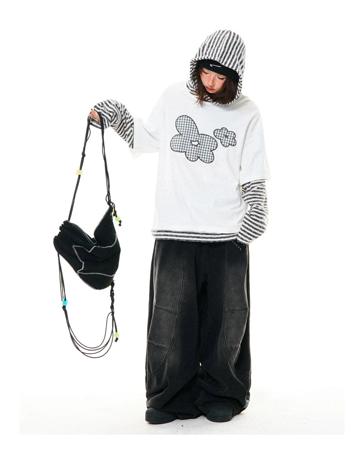 Flower Graphic Layered-Look Hoodie
