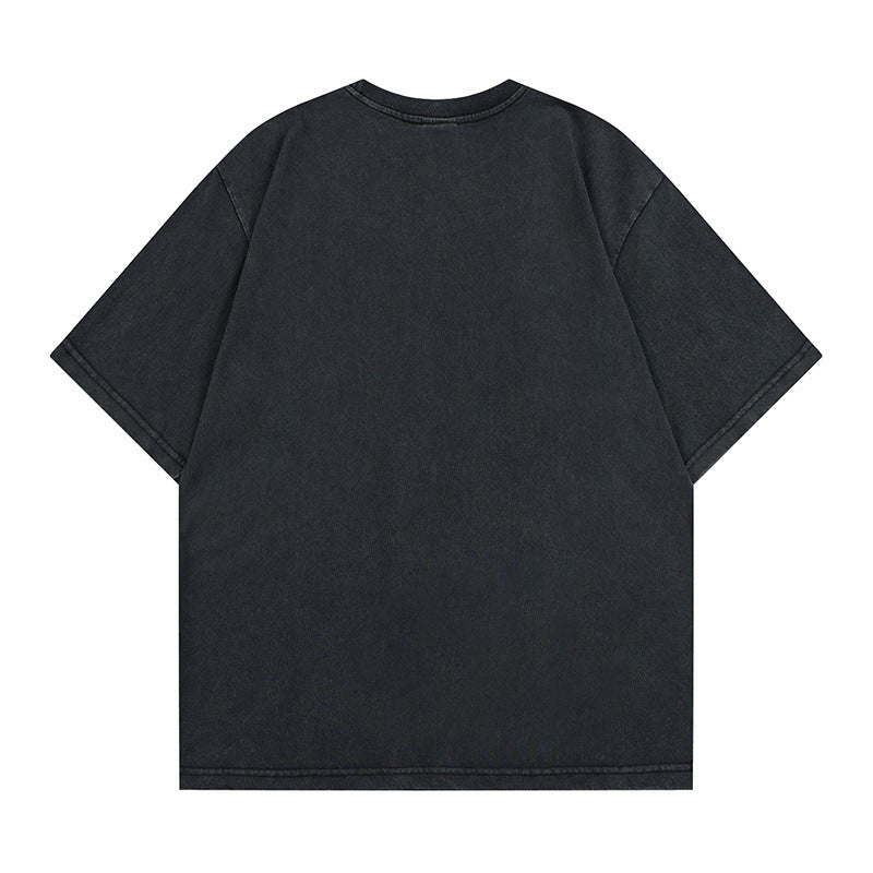 Washed Cross Applique Short Sleeve T-Shirt