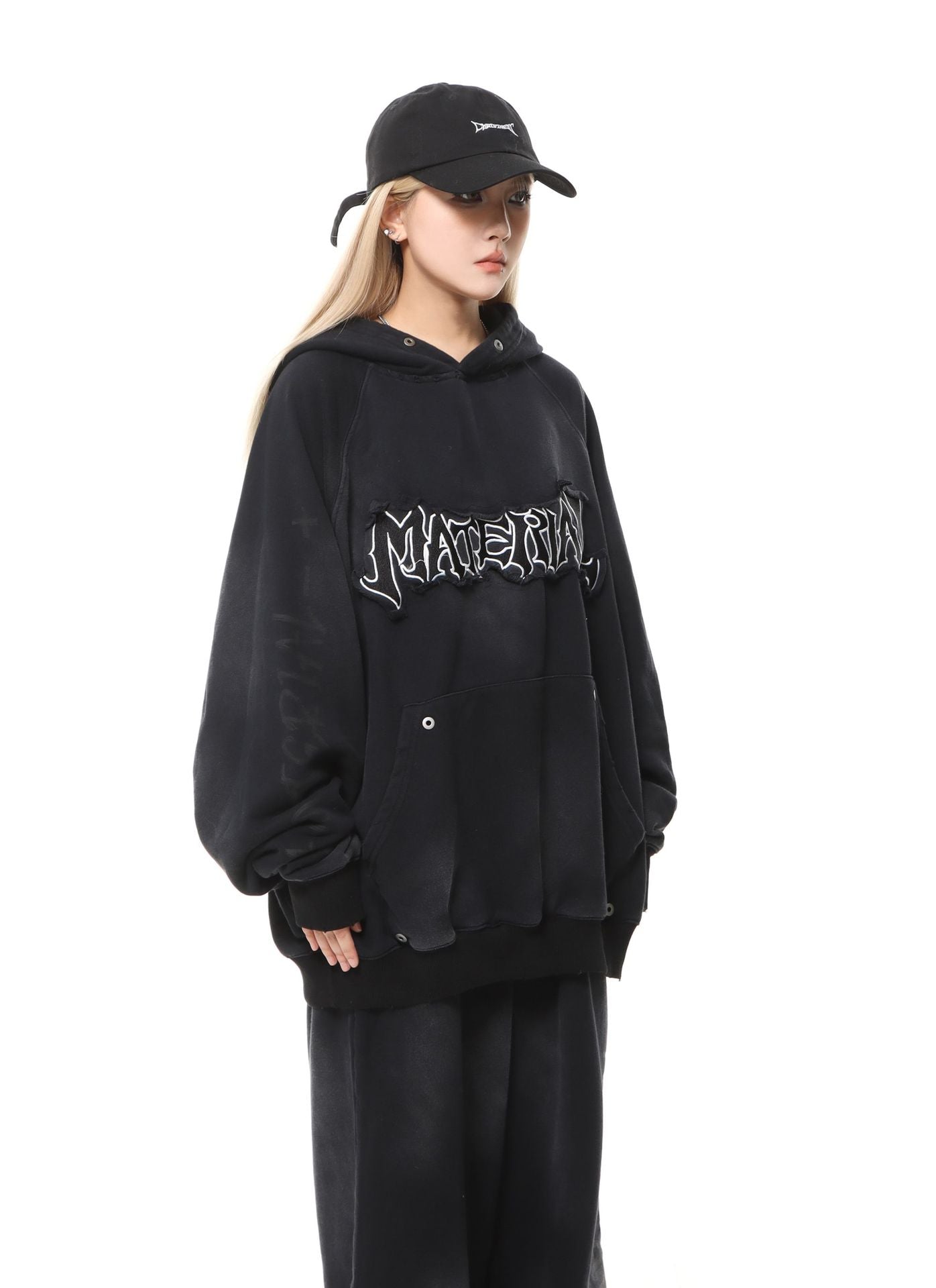 Sudadera con capucha bordada y estampado "Material"