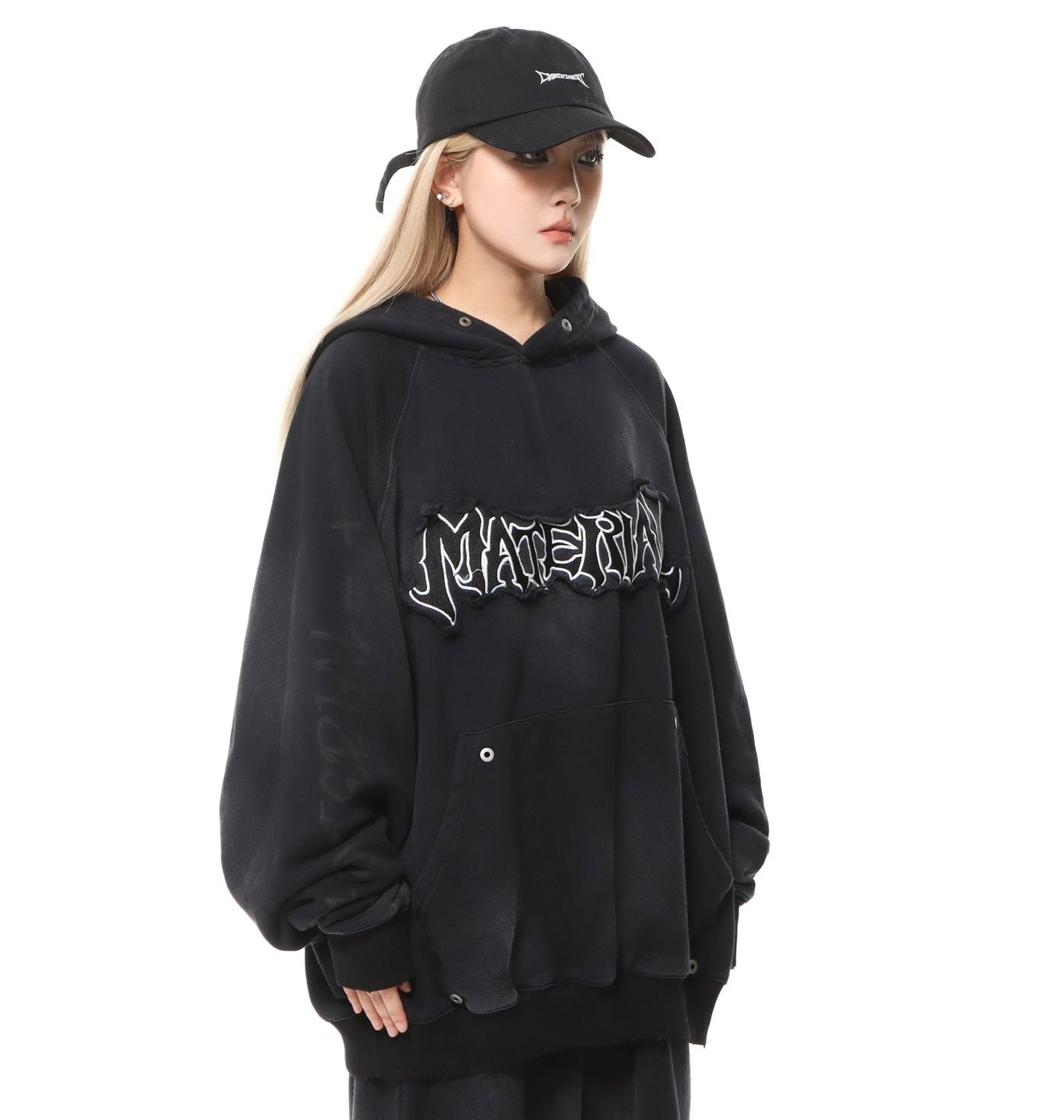 Heavyweight Washed Patch Embroidery Pullover Hoodie