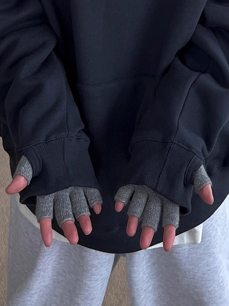 Oversize Thumbhole High-neck Hoodie