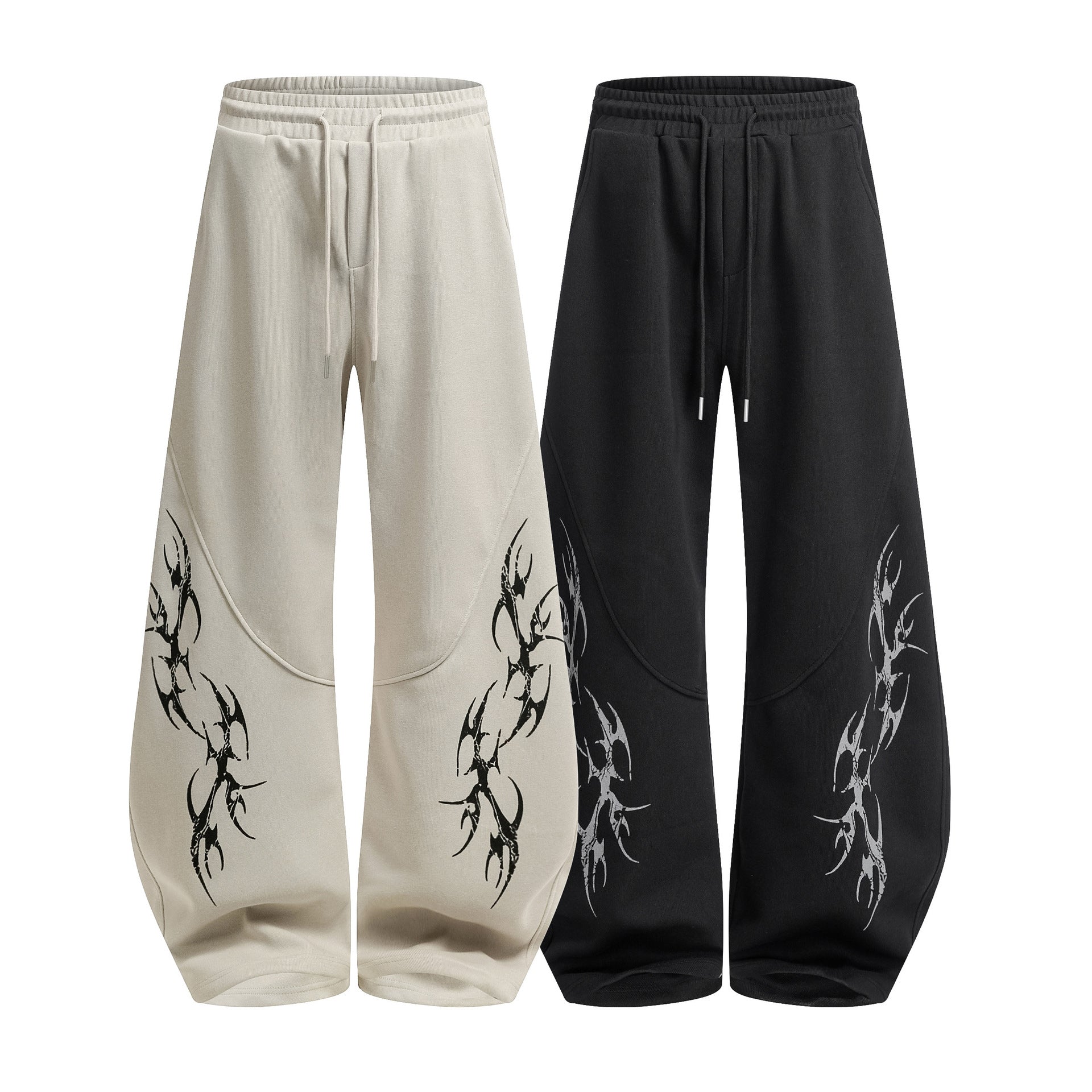 Thorn Print Zipper Hoodie & Thorn Print Wide Leg Sweatpants Setup