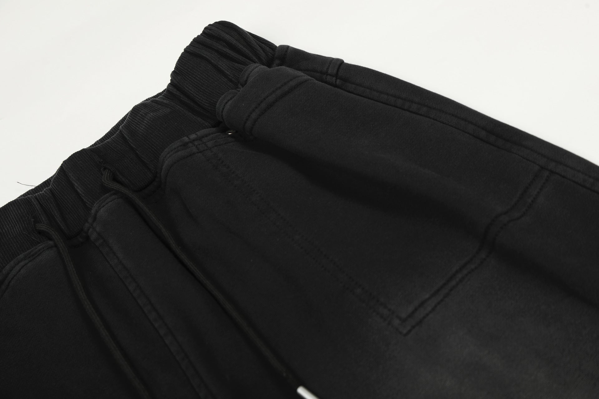 Washed Damage Drawstring Wide Leg Sweatpants