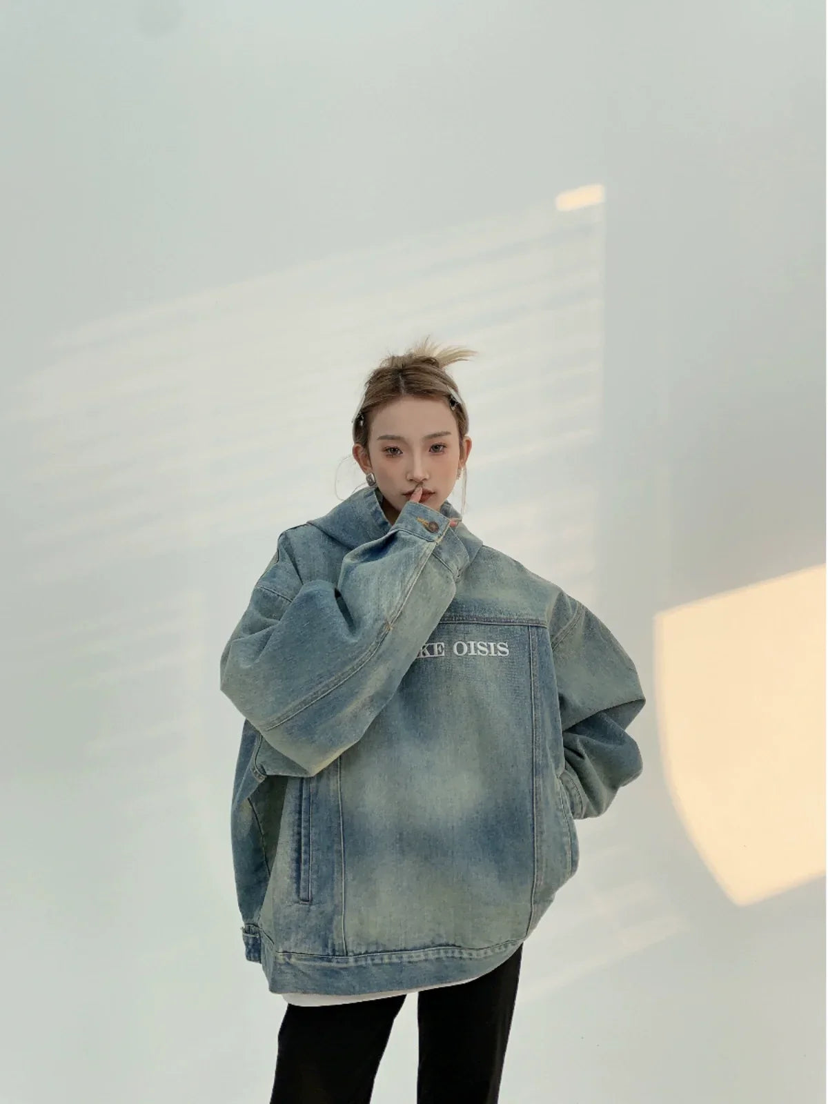 Sweat à capuche en jean oversize