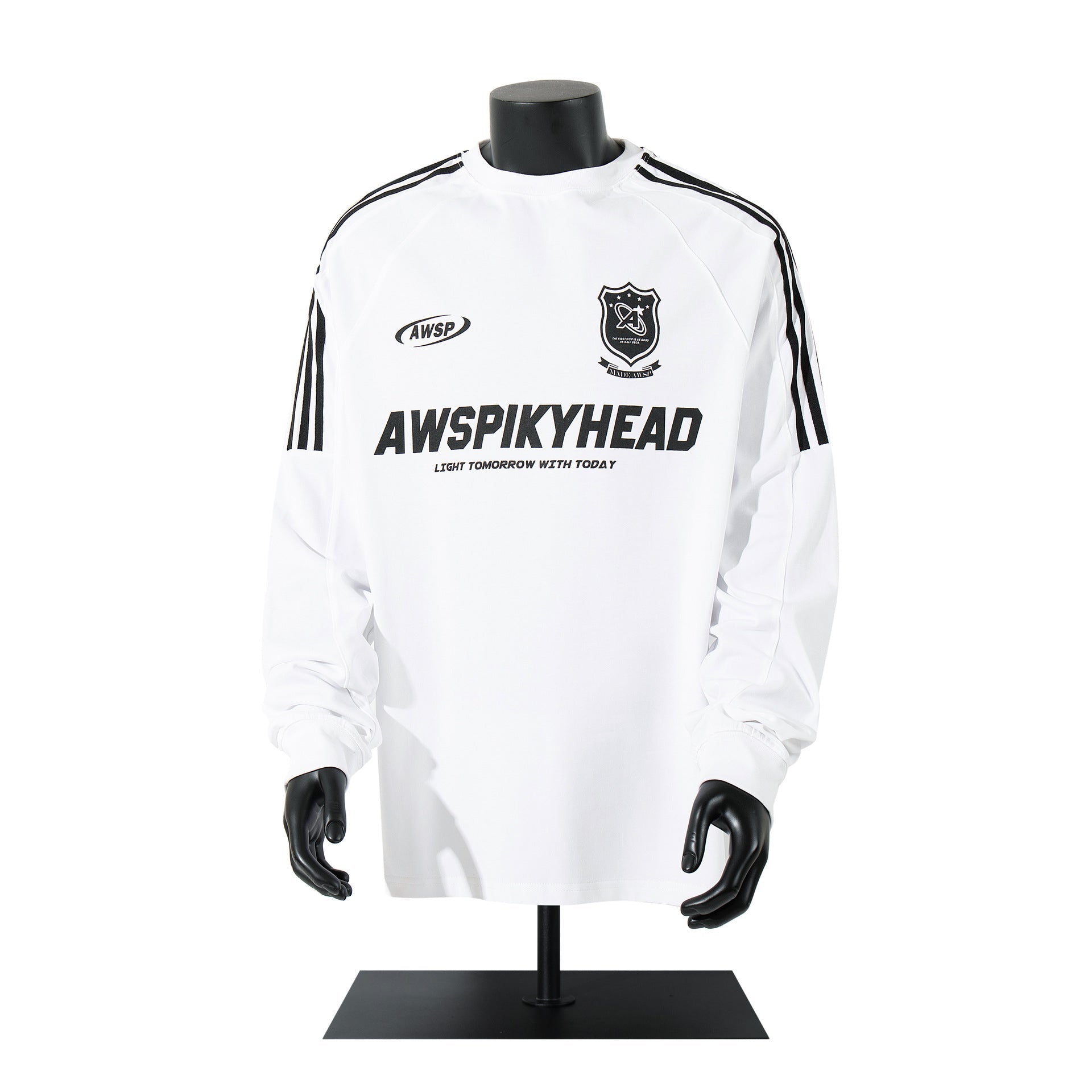 High-Neck Heavyweight Stripe Long Sleeve T-Shirt