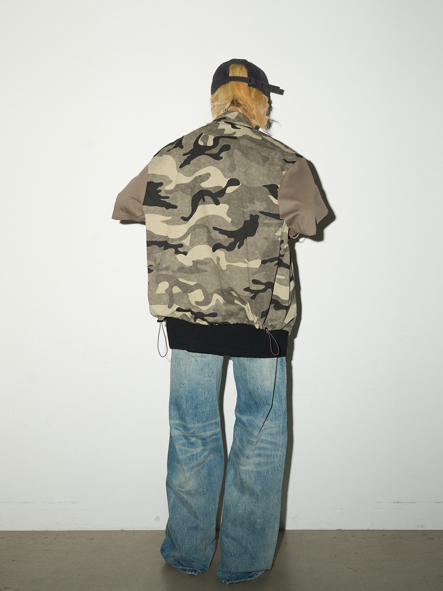 Wash Damage Straight Denim Jeans