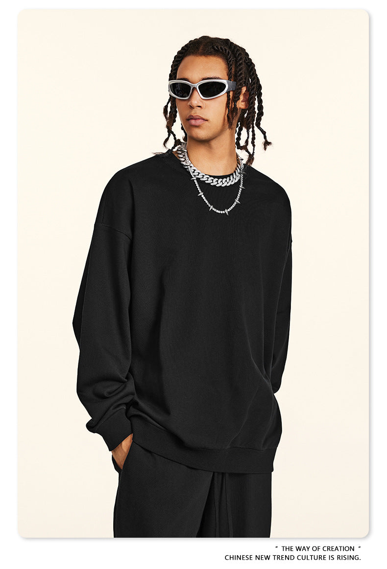 Oversize Heavyweight Basic Round Neck Sweatshirt