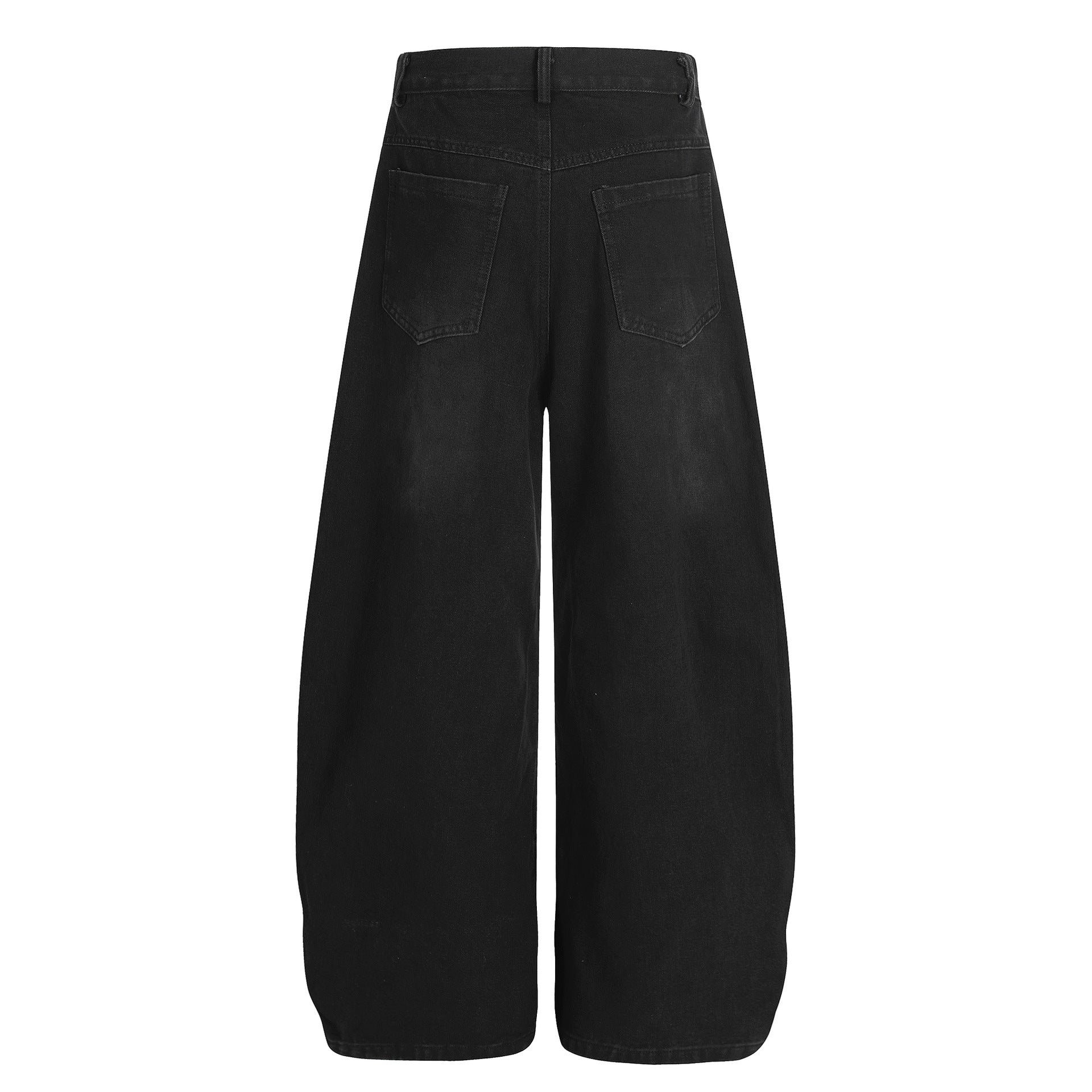 Deconstructed Three-Stripe Curved Wide Leg Denim Jeans