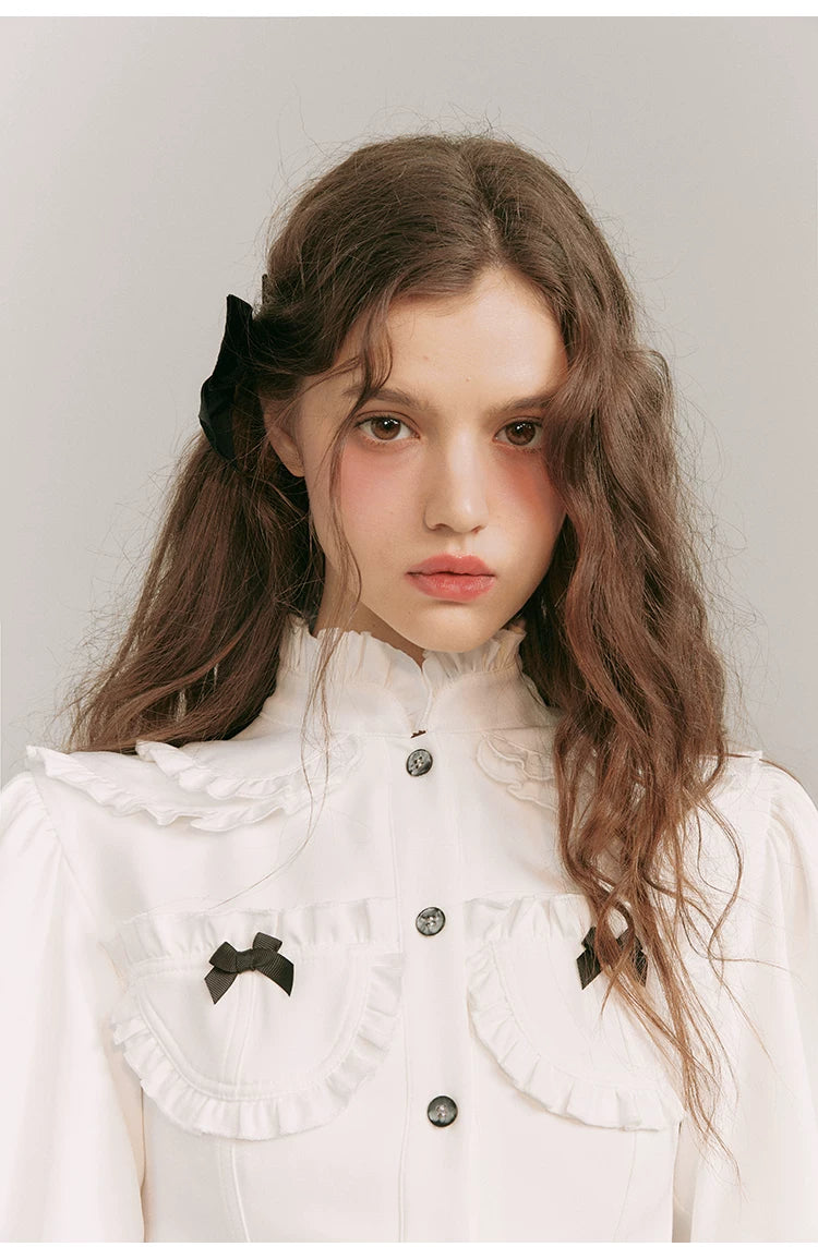 Double Neck Long Sleeve Shirt Dress