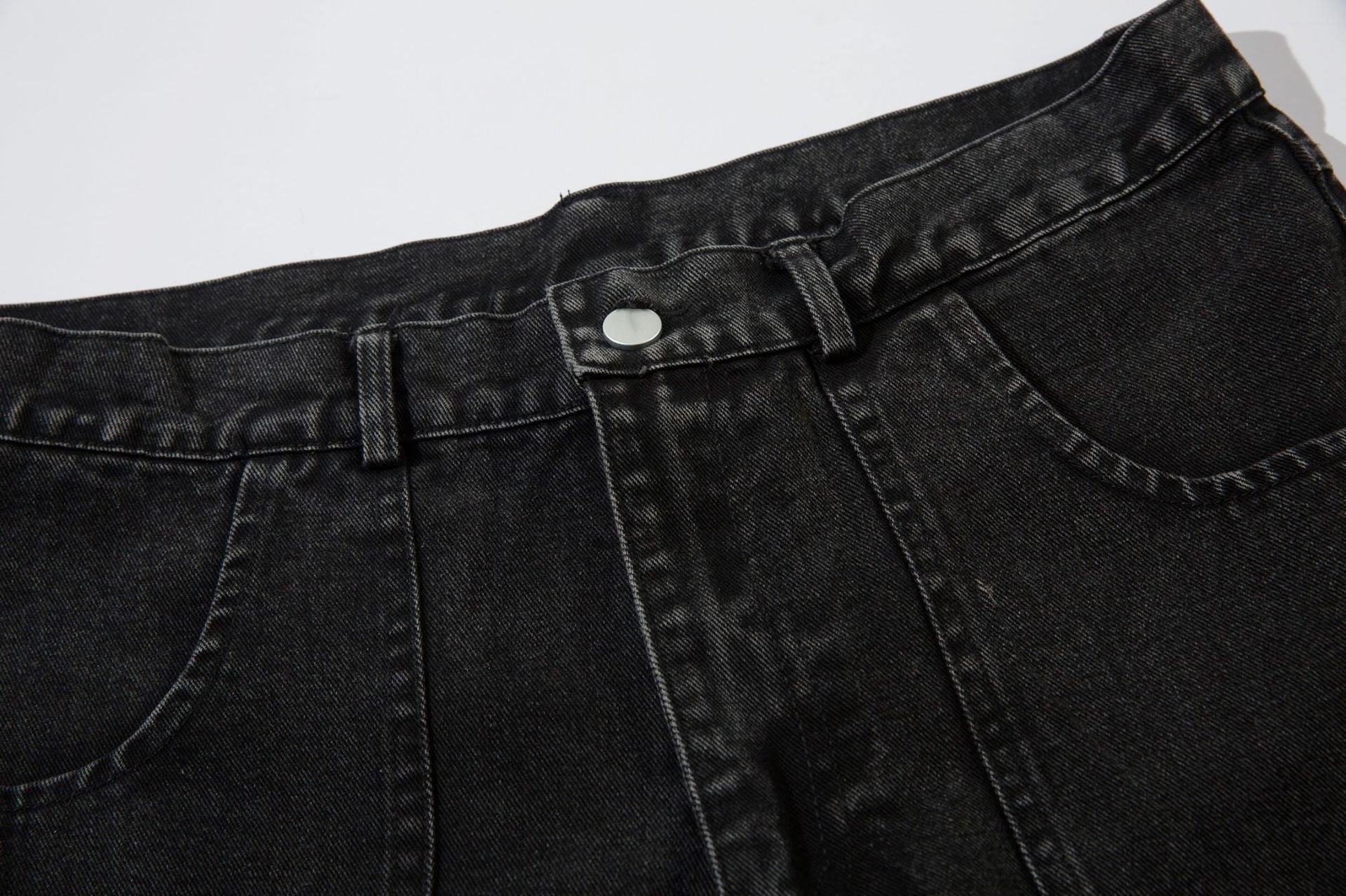 Washed Eyelet Cargo Denim Jeans