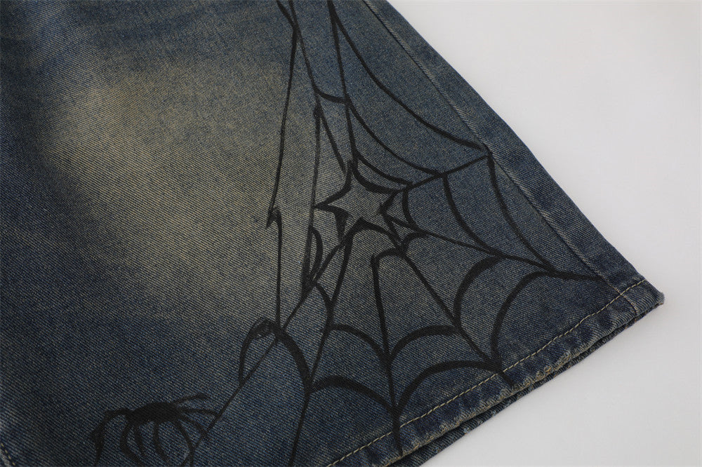 Shorts vaqueros con estampado de araña