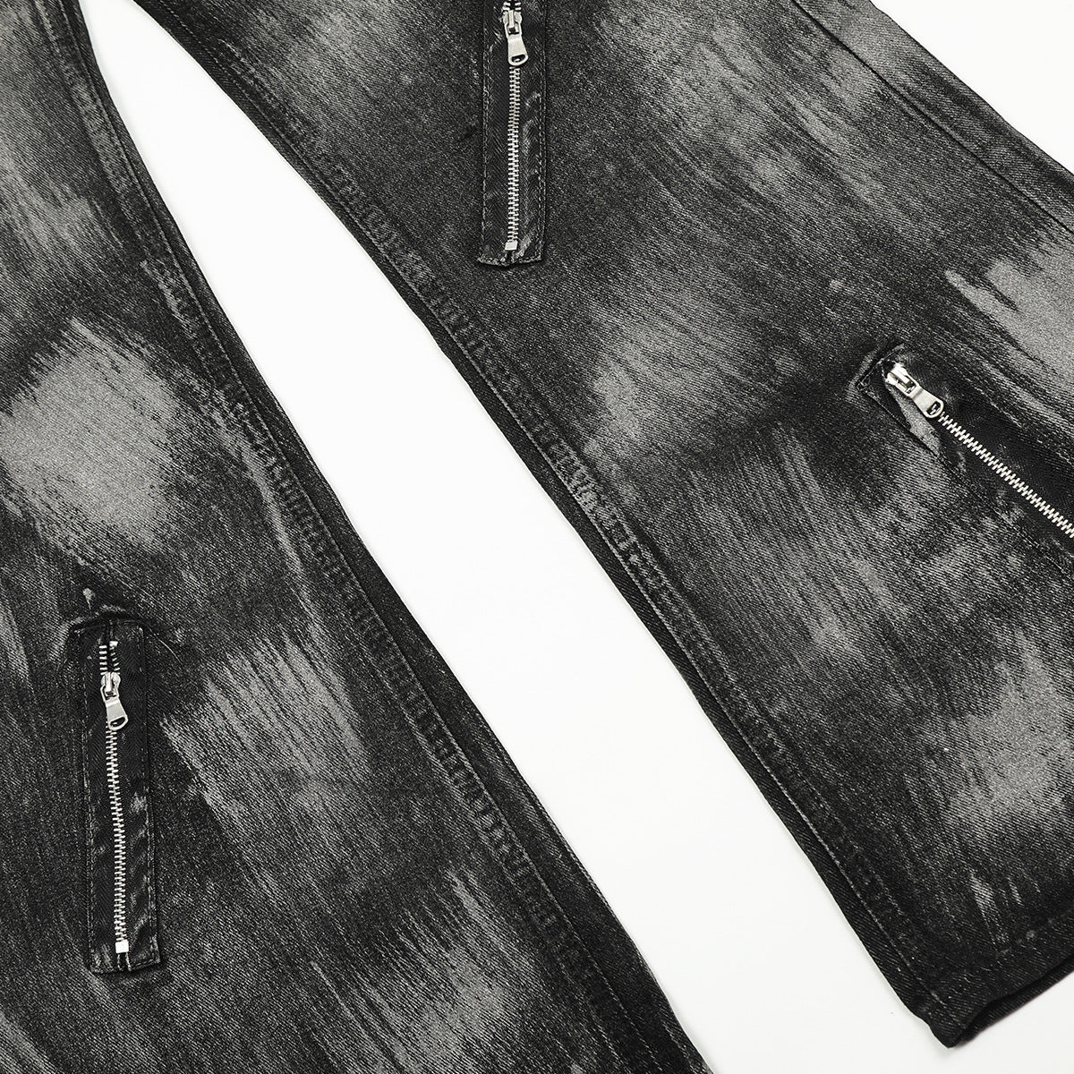 Paint Brush Zipper Flare Denim Jeans