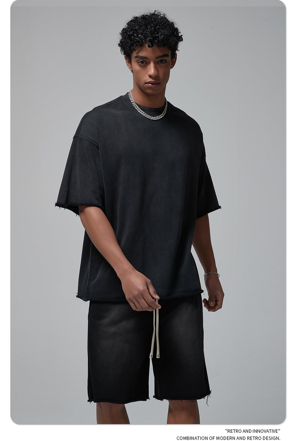 Oversize Spray-dyed Short-sleeve T-shirt & Spray-dyed Short Sweatpants Setup