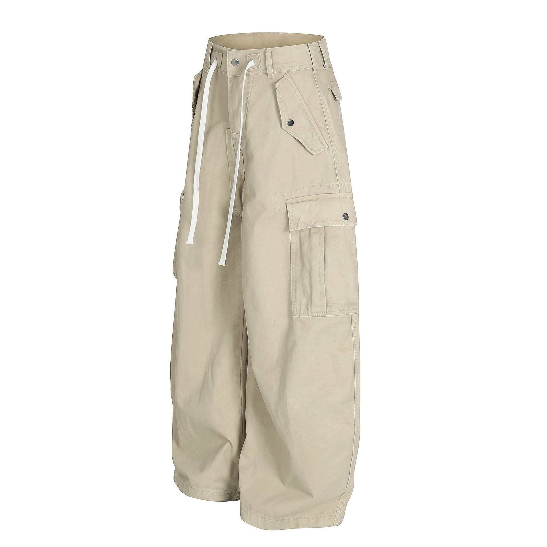 Drawstring Cargo Wide Leg Pants