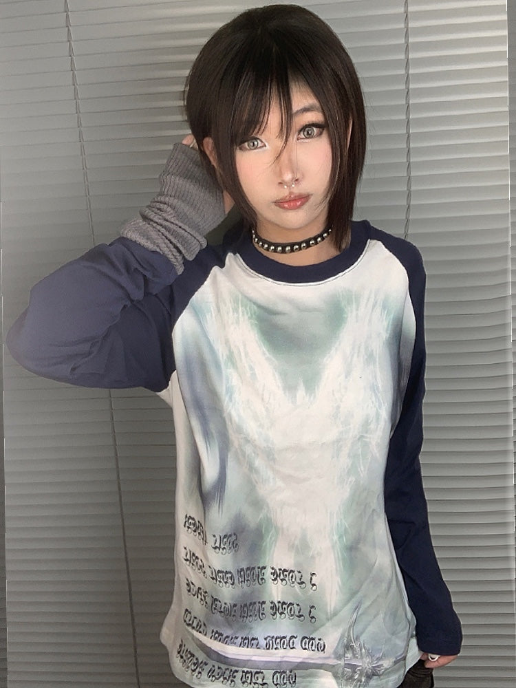 Graffiti Print Raglan Long Sleeve T-Shirt