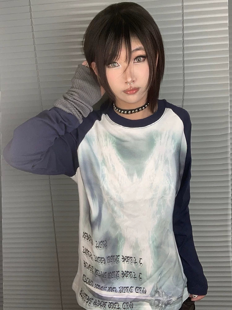 Graffiti Print Raglan Long Sleeve T-Shirt