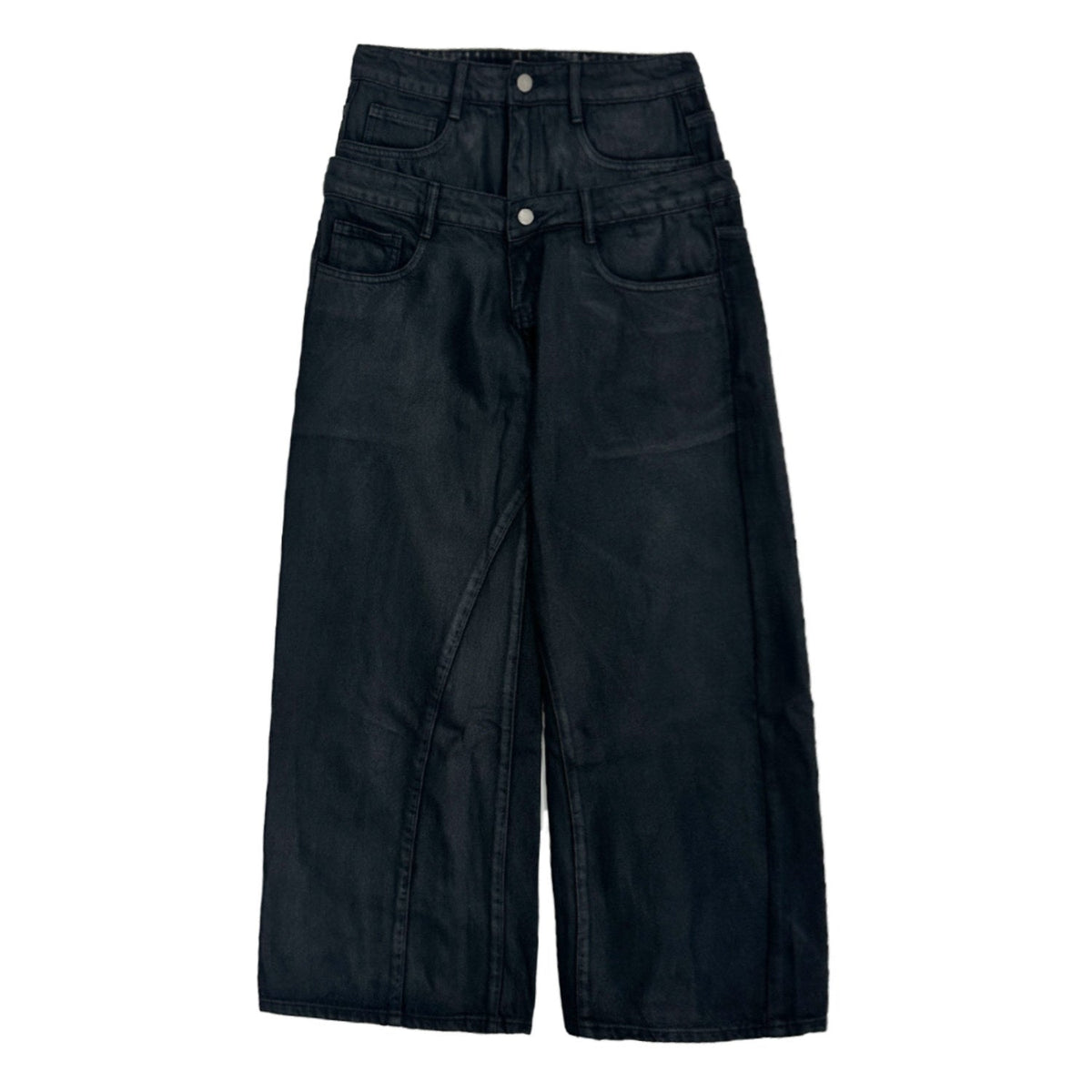 Washed Denim Jacket & Double Waist Wide Leg Denim Jeans Setup