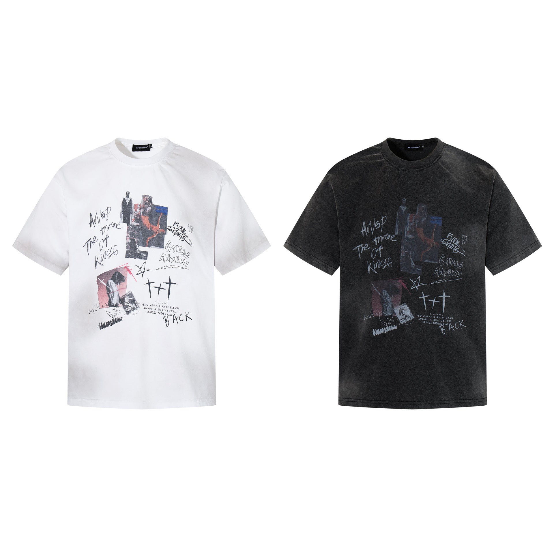 Washed Handwriting Print Short Sleeve T-Shirt