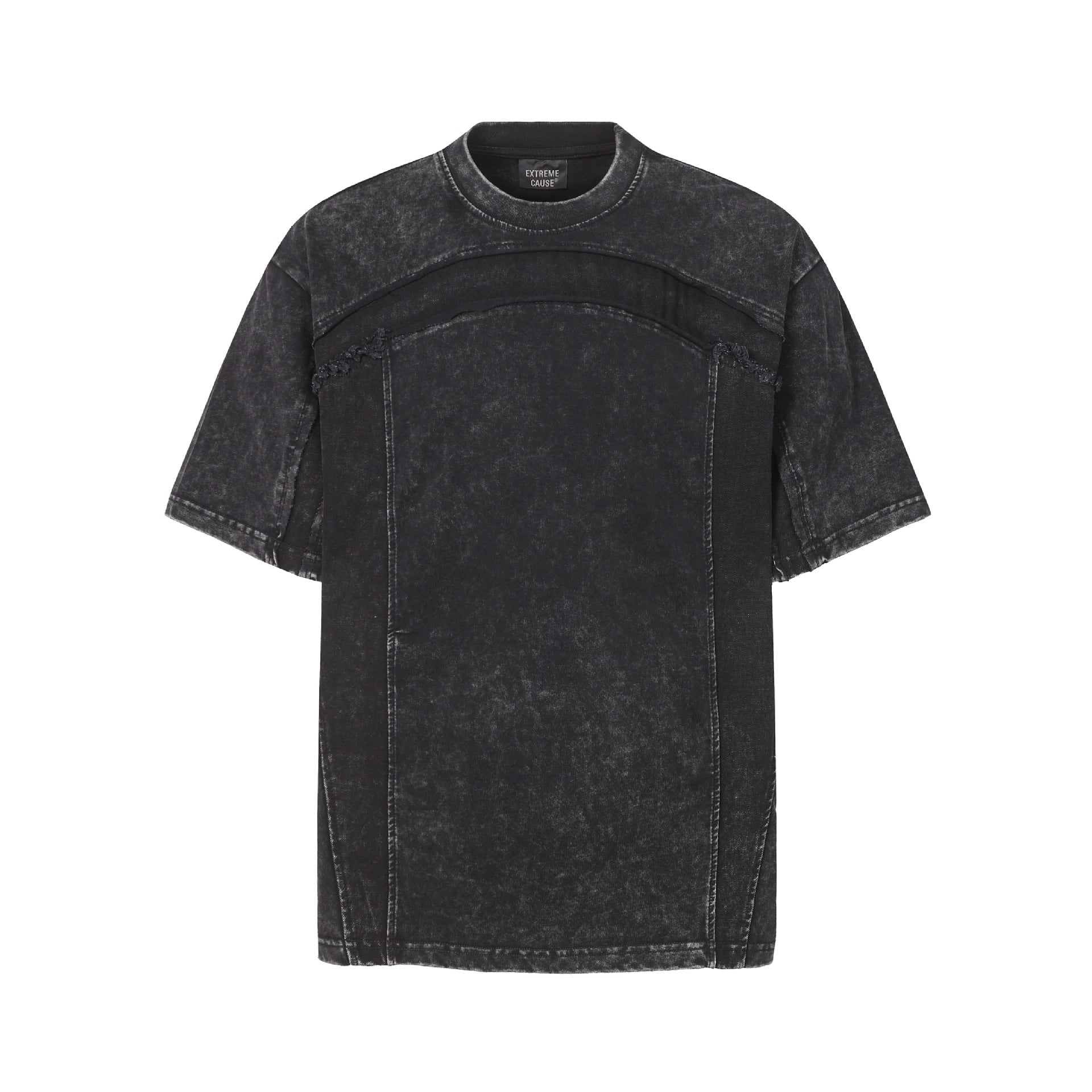 Washed Panel Design Short Sleeve T-Shirt