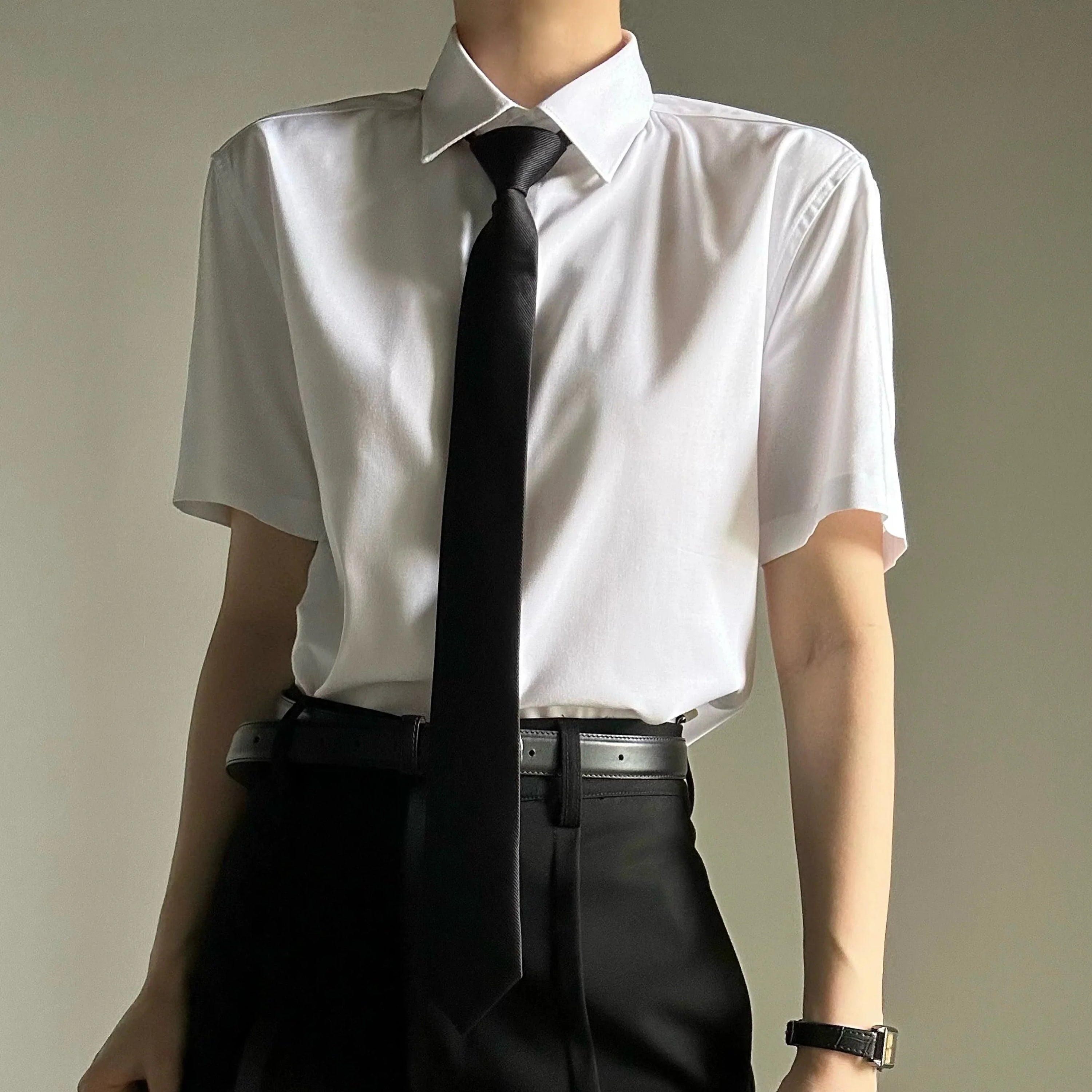Plain Design Short Sleeve Shirt