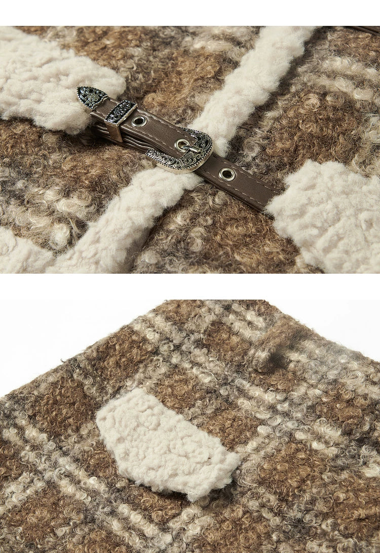 Fake Shearling Short Jacket & Pencil Skirt Setup